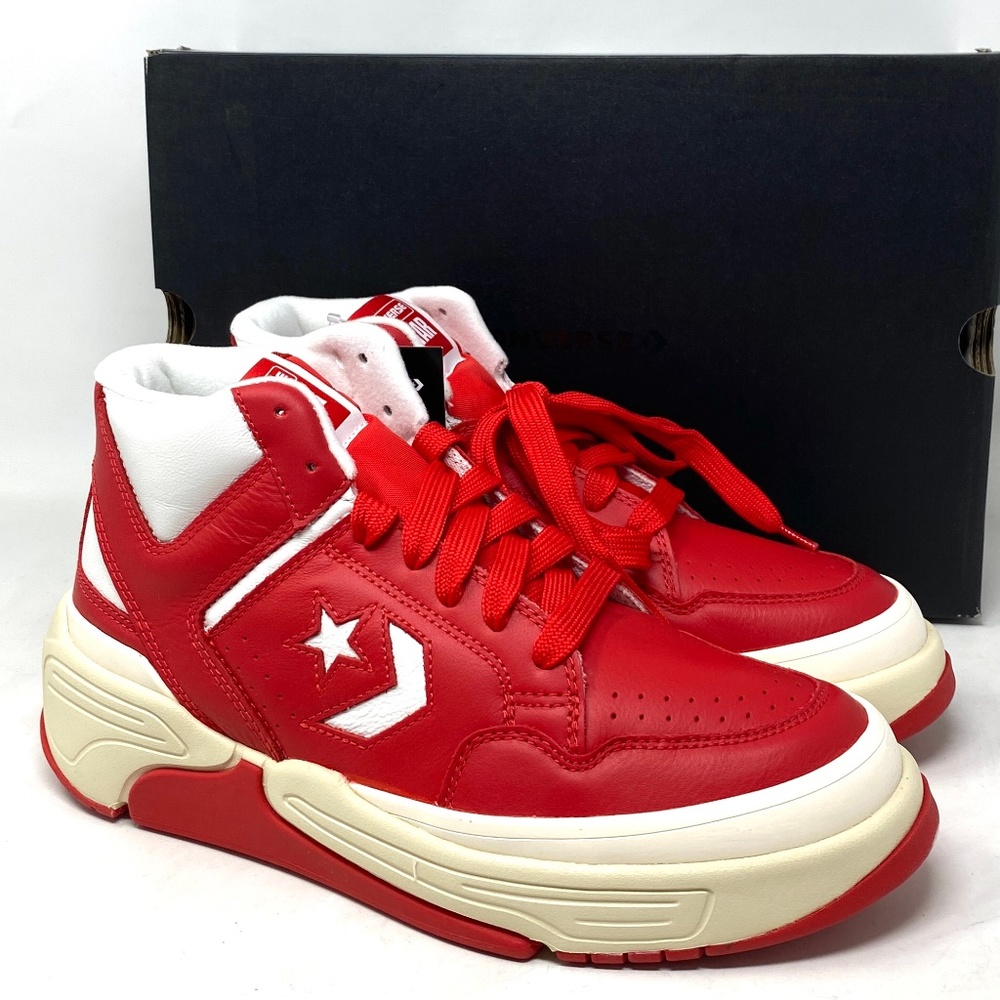 Converse Weapon CX Varsity Leather Shoes Women's Red White Mid Sneakers 172355C - Picture 2 of 11